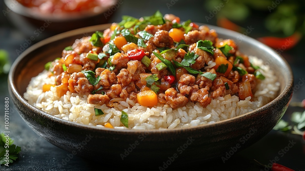 Spicy Ground Pork and Rice Bowl Spicy Ground Pork and Rice Bowl