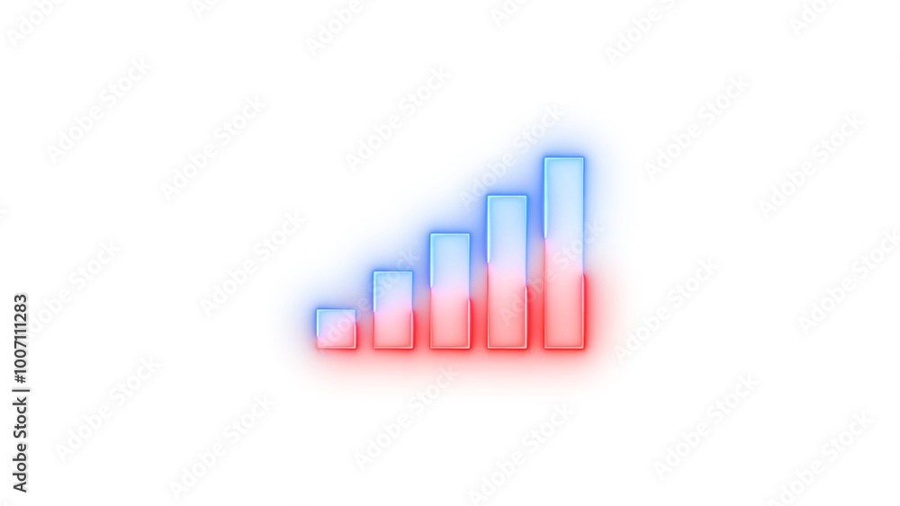 Neon icon signal bars 5 symbol blue red color transparent background Neon icon signal bars 5 symbol blue red color transparent background