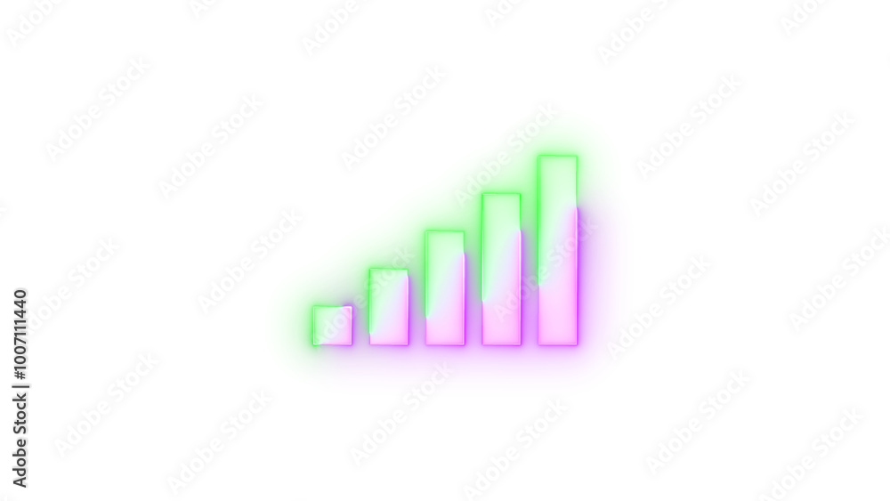 Neon icon signal bars 5 symbol green purple color transparent background Neon icon signal bars 5 symbol green purple color transparent background