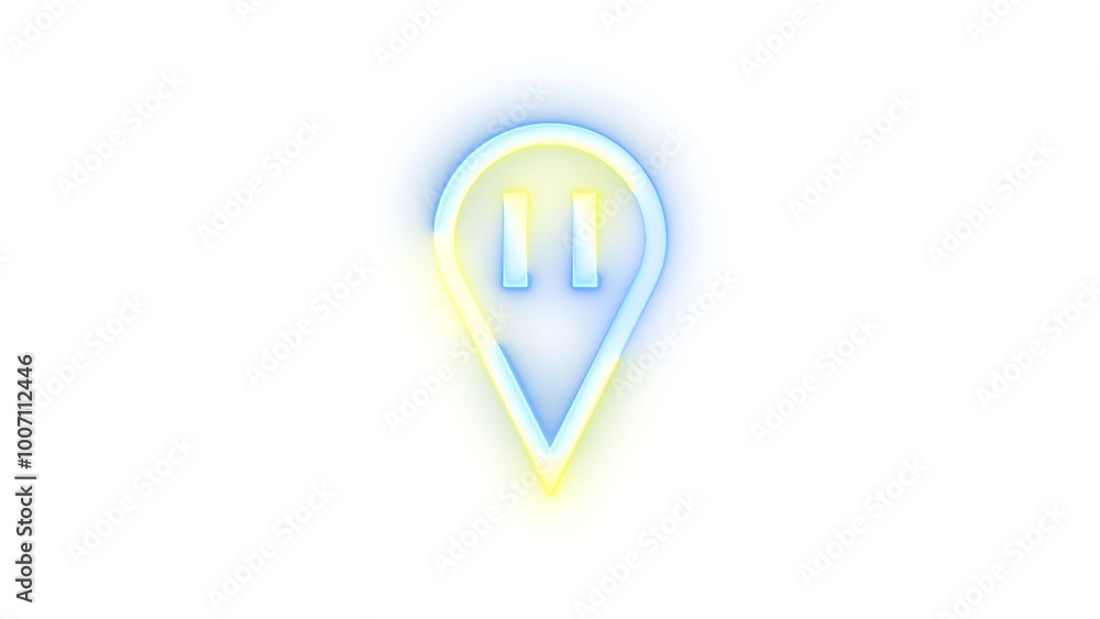 Neon icon stop point symbol blue yellow color transparent background Neon icon stop point symbol blue yellow color transparent background