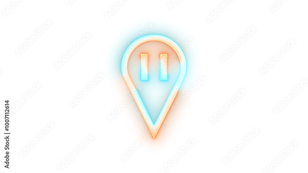 Neon icon stop point symbol cyan brown color transparent background Neon icon stop point symbol cyan brown color transparent background