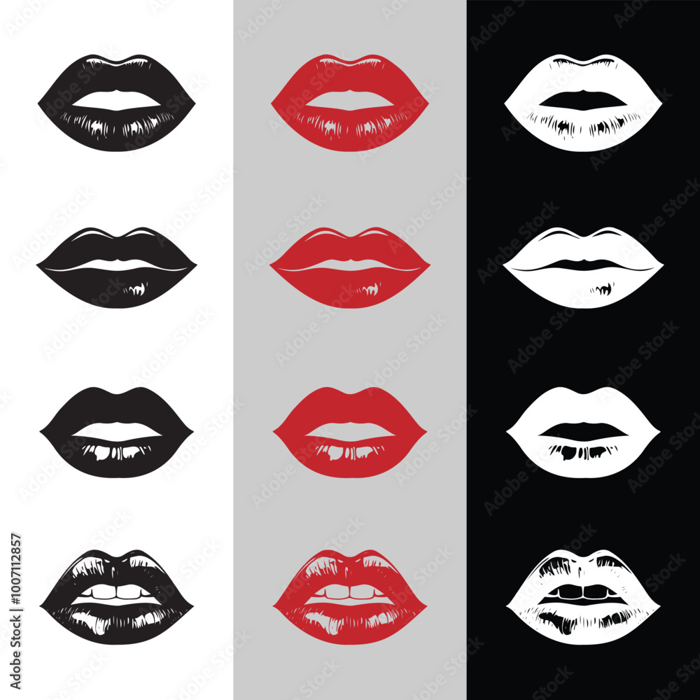 Bold Lip Silhouettes: Striking Black and Red Iconic Lips Bold Lip Silhouettes: Striking Black and Red Iconic Lips