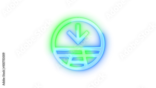 Neon icon streetside split minimize symbol blue green color transparent background photo