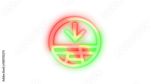 Neon icon streetside split minimize symbol green red color transparent background photo