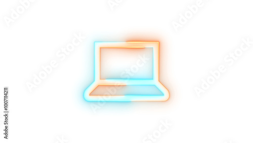 Neon icon system device symbol cyan brown color transparent background