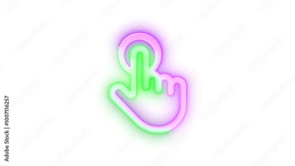 Neon icon touch symbol green purple color transparent background Neon icon touch symbol green purple color transparent background