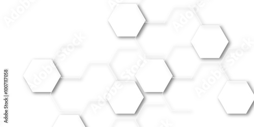 Luxury white and grey hexagonal abstract background with shadow. Geometric 3d texture illustration. Abstract hexagonal concept technology, banner and wallpaper background.