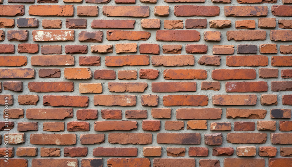 Obraz premium Red brick wall with irregular patterns and textures