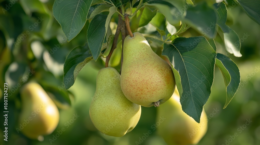 beautiful ripe pear fruit with light flare glow beautiful ripe pear fruit with light flare glow