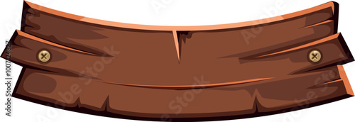 Brown hardwood plank. Wooden signboard cartoon template