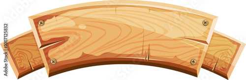 Cartoon wooden signboard. Rustic board banner template