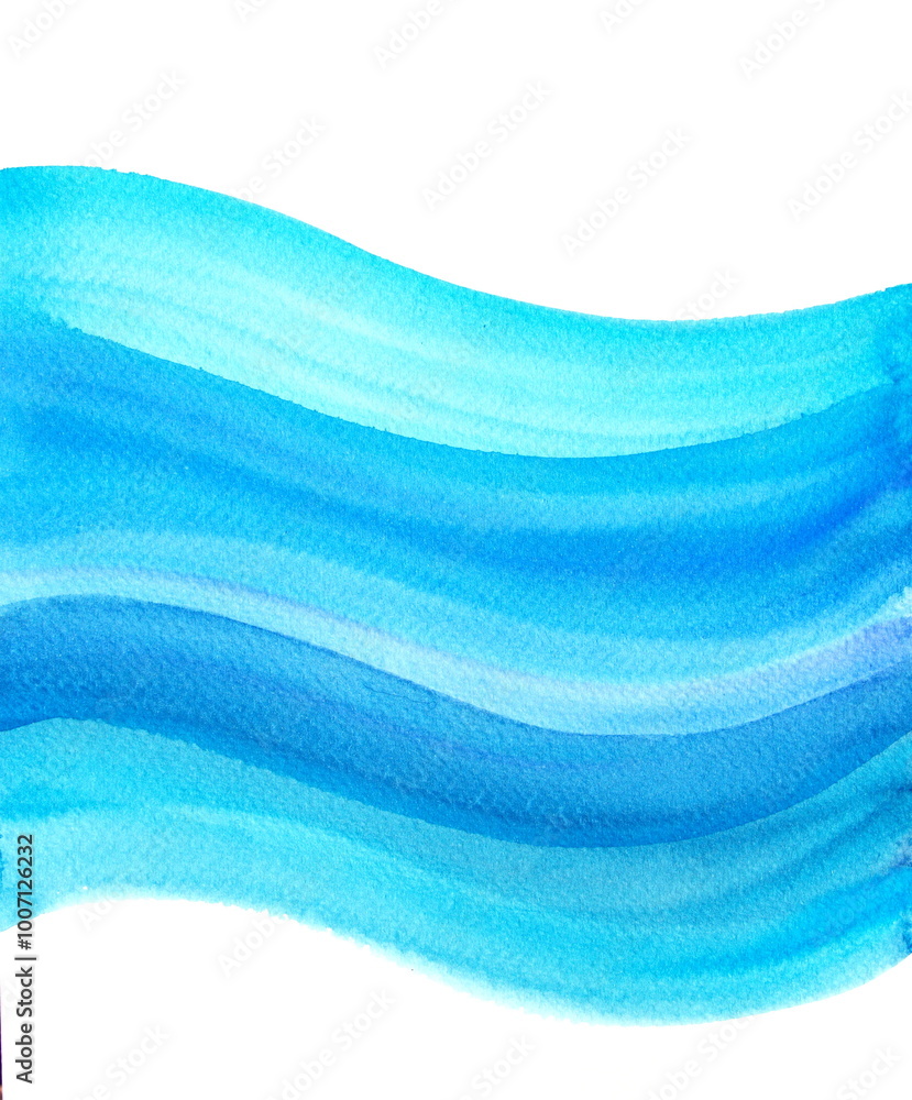 Fototapeta premium Blue watercolor background, water flow, waves 