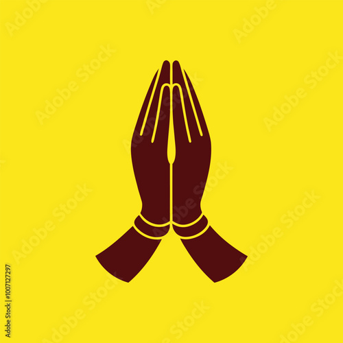 Hands Namaste Mudra, Praying, Greeting   Simple Flat icon