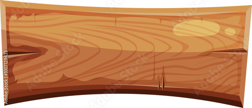 Cartoon wooden plank board. Empty panel template