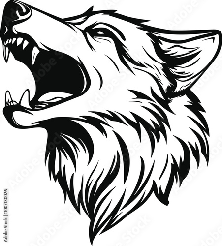 roaring wolf head isolated. Perfect for prints, apparel and emblems.