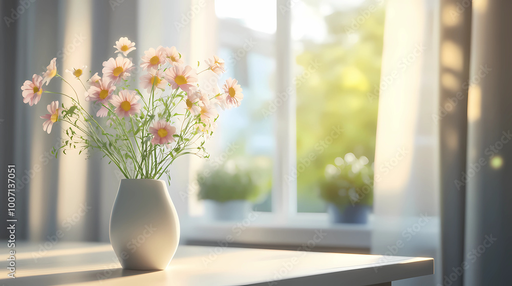 Subtle Sophistication: Flower Vase on Table in a Stylish Modern Interior Subtle Sophistication: Flower Vase on Table in a Stylish Modern Interior
