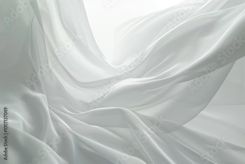 A flowing white curtain dancing in the breeze, great for abstract backgrounds or fashion concepts