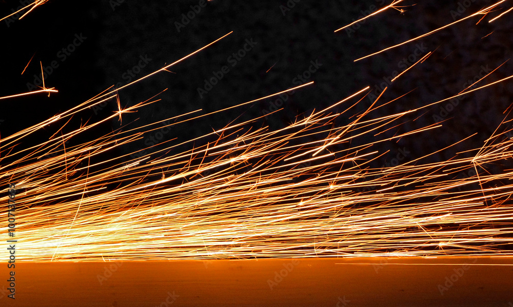 iskry, pomarańczowe iskry, iskry ze szlifierki, orange sparks, sparks from the grinder, Sparks from cutting metal of angle grinder, spark from the grinding wheel