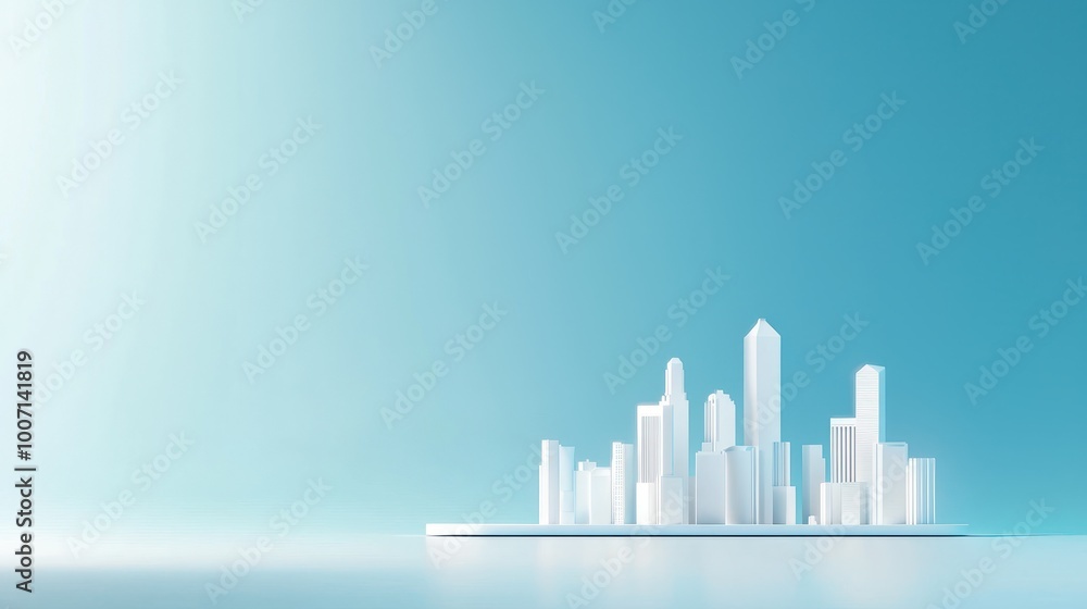 Clean and minimalistic outline of a city's skyline, set against a soft blue sky, showcasing urban simplicity. Clean and minimalistic outline of a city's skyline, set against a soft blue sky, showcasing urban simplicity.