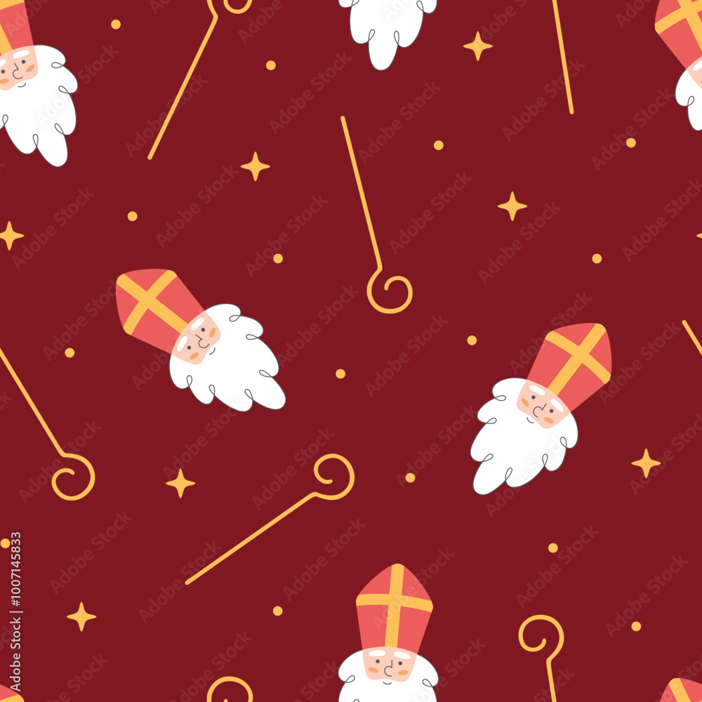 Photo &amp; Art Print Seamless pattern with Sinterklaas or Saint Nicholas ...