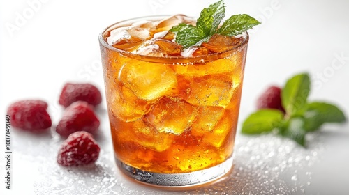 Iced Tea with Mint and Raspberries