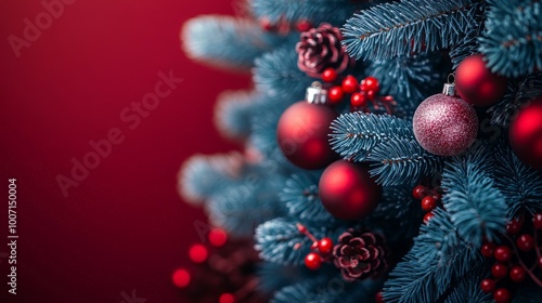 Christmas tree decorated with red and white ornaments