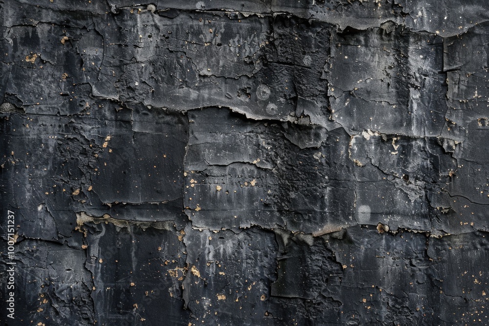 Fototapeta premium A close-up shot of a black wall with peeling paint, suitable for use in renovation or construction scenes