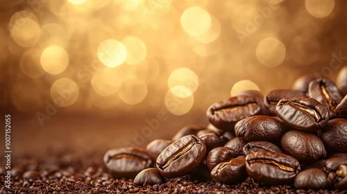 Panel kuchenny z motywem Ziarna kawy, świeżo palone, wyeksponowane na pięknym, rozmytym brązowym tle, które przypomina o ciepłych chwilach z filiżanką aromatycznej kawy.