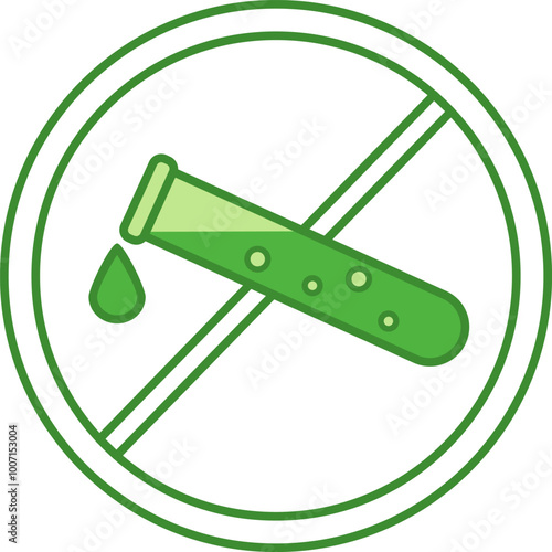 Green No Preservatives. Vector Icon. Cat's Food Properties. Food Packaging Sticker