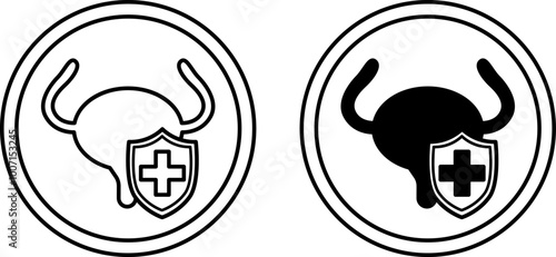 Labels Protect Urinary Tract. Black and White Vector Icons. Cat's Food Properties. Food Packaging Sticker