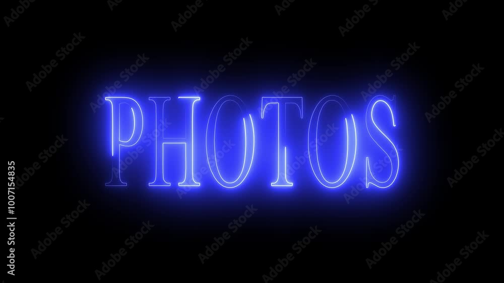 glowing neon photo text line animation on black background glowing neon photo text line animation on black background
