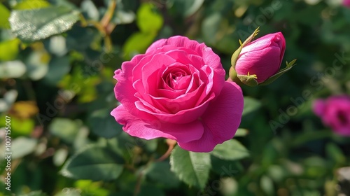 Wallpaper Mural bright pink rosebud opening its petals Torontodigital.ca