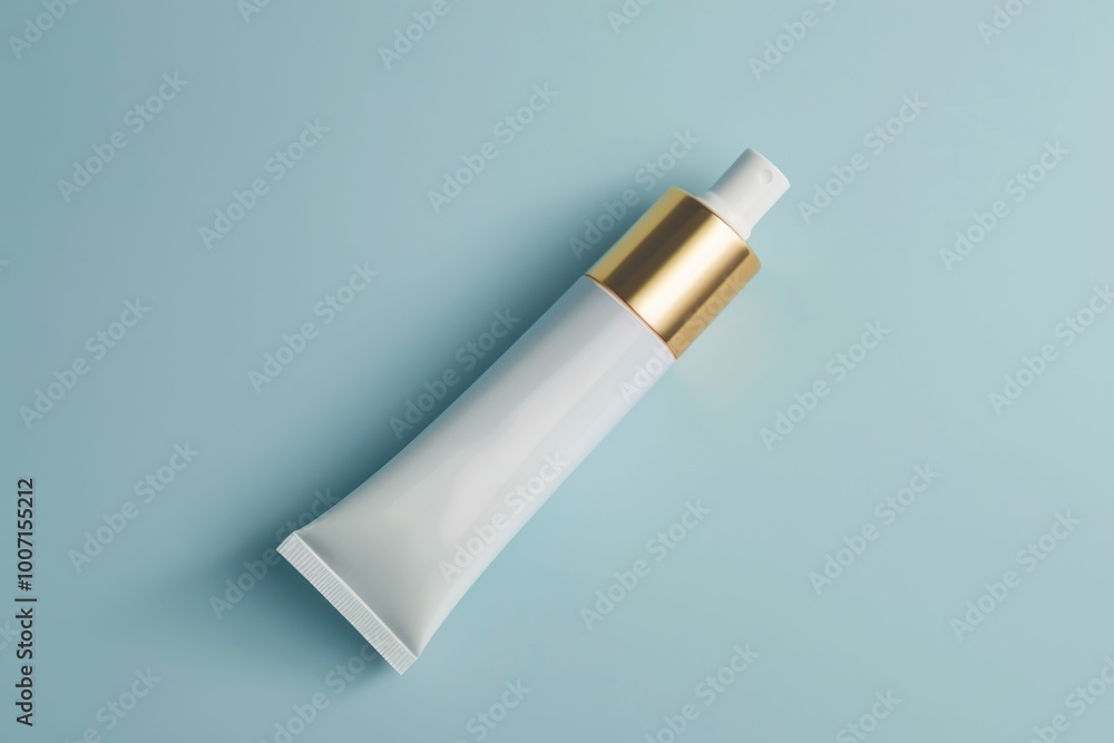A tube of cream sitting on a blue surface A tube of cream sitting on a blue surface