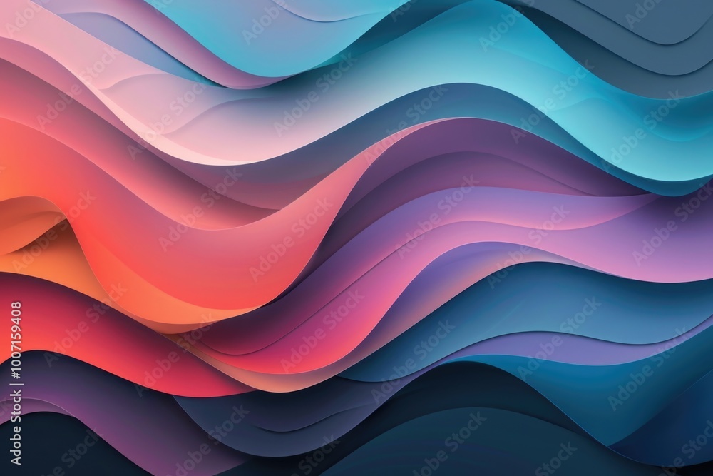 Fototapeta premium Colorful abstract design featuring wavy shapes