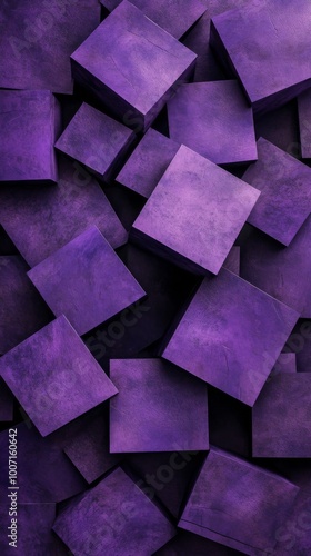 Geometric purple cubes abstract background with dark shadowing, modern art concept