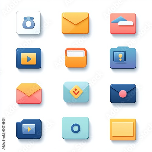 A collection of file folder icons in various styles and colors, representing digital organization.