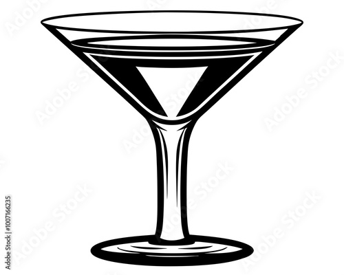 Martini silhouette ,Martini glass silhouette. Glass on a leg filled with a drink. Stemware for martini, vermouth, champagne, spirits, cocktails - cut out vector icon