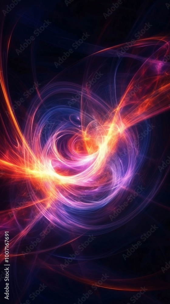Abstract glowing shapes dynamic vortex dark void vibrant energy modern art influence high-definition. AI generated Abstract glowing shapes dynamic vortex dark void vibrant energy modern art influence high-definition. AI generated