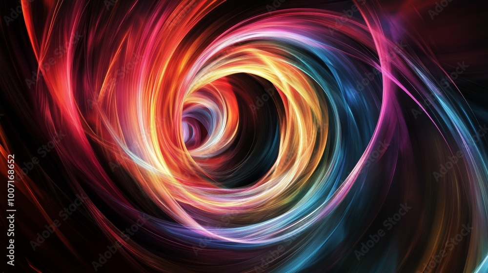 Abstract glowing shapes dynamic vortex dark void vibrant energy modern art influence high-definition. AI generated Abstract glowing shapes dynamic vortex dark void vibrant energy modern art influence high-definition. AI generated
