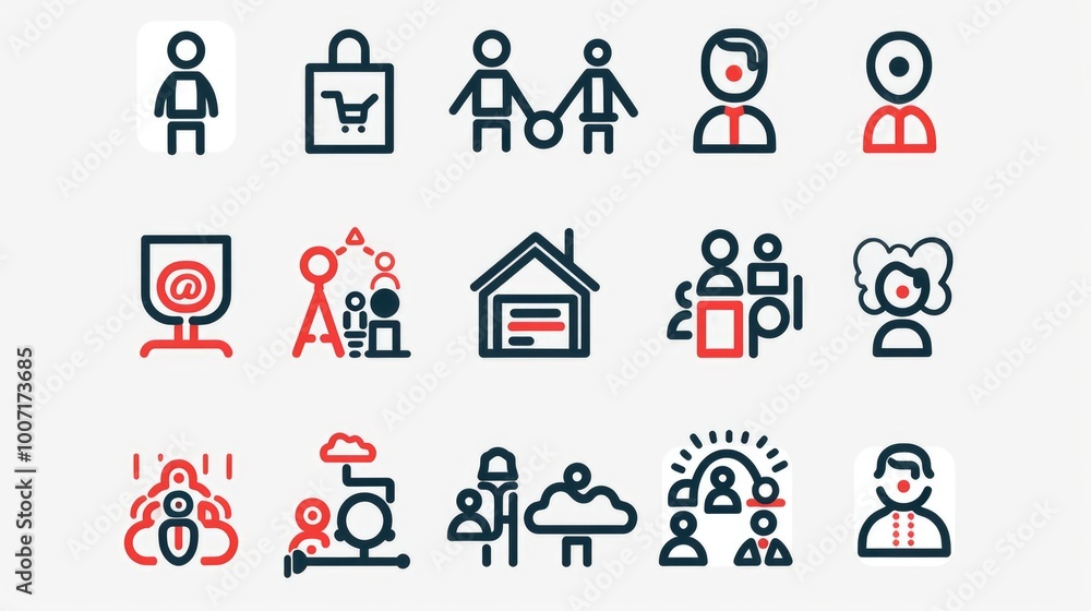 Fototapeta premium A collection of diverse icon illustrations representing different professions and careers