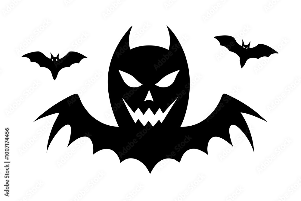 Naklejka premium Halloween vector Illustration design black and white with Halloween masks on white background