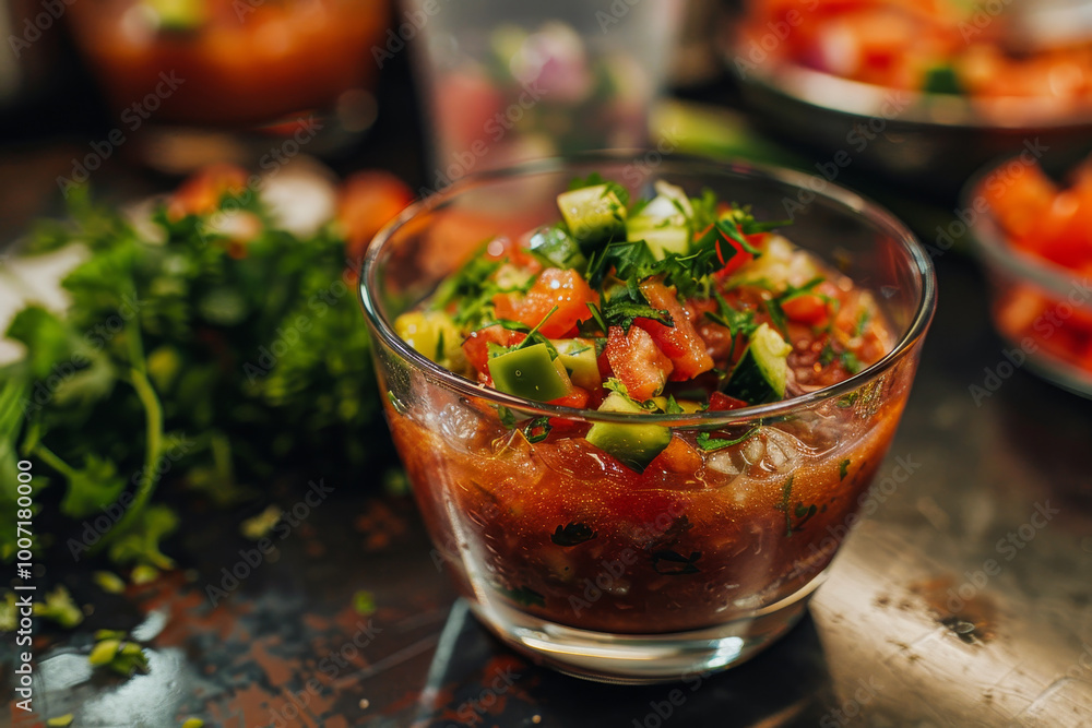 A bowl of food with tomatoes, cucumbers, and onions A bowl of food with tomatoes, cucumbers, and onions