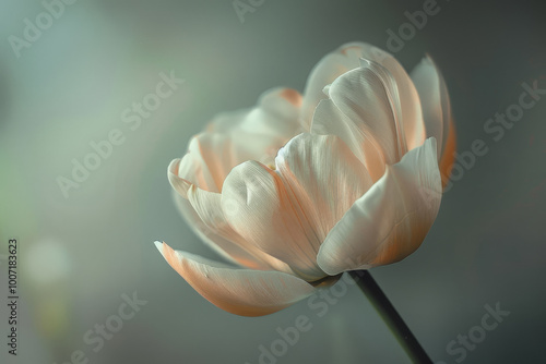 A white flower with a green stem