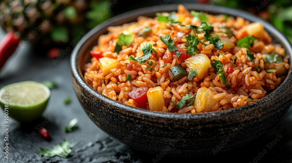 Delicious Pineapple Fried Rice with Cilantro Garnish Delicious Pineapple Fried Rice with Cilantro Garnish