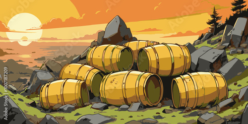 a lot of yellow barrel