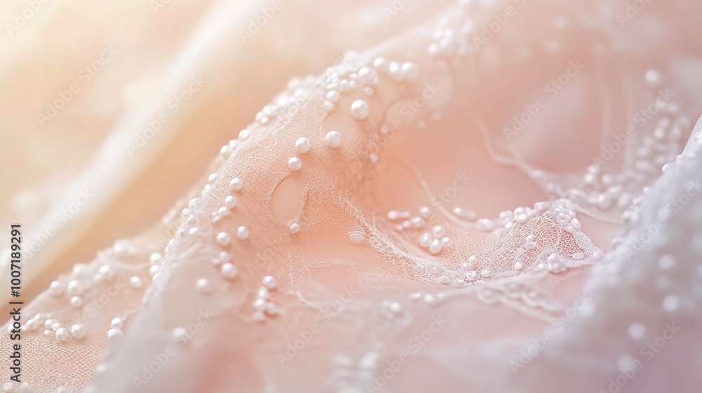 Delicate Fabric with Pearls and Soft Light Delicate Fabric with Pearls and Soft Light