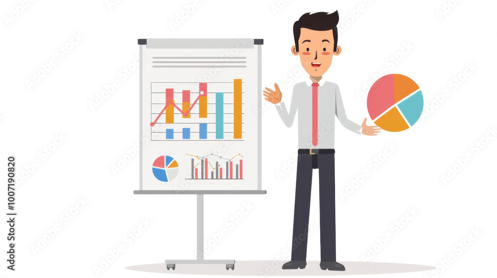 Illustration male business owner giving a motivational talk on white background Illustration male business owner giving a motivational talk on white background