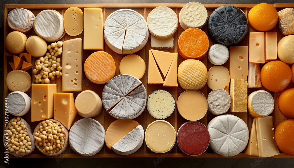 Assorted cheeses like parmesan camembert cheddar mozzarella and brie in store. Concept Chees Assorted cheeses like parmesan camembert cheddar mozzarella and brie in store. Concept Chees