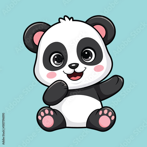 Cute Baby Panda Playing Soap Bubbles Cartoon Vector Icon Illustration. Animal Nature Icon Concept Isolated Premium Vector