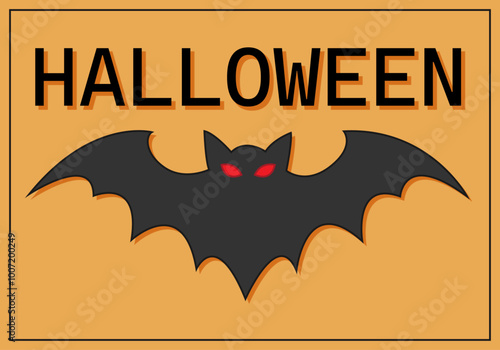 Cartel naranja con murciélago para Halloween 